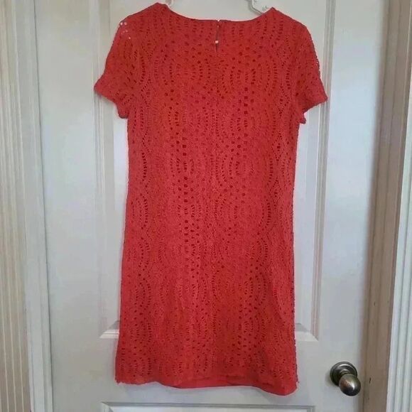 J. Crew Women's Dark Coral Lace Nylon/Spandex Sheath Dress - Picture 10 of 10